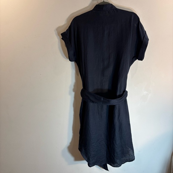 LAUREN RALPH LAUREN Sz 6 Buttoned Dress 100% Linen Seam Pockets Belt Collar - Picture 9 of 13